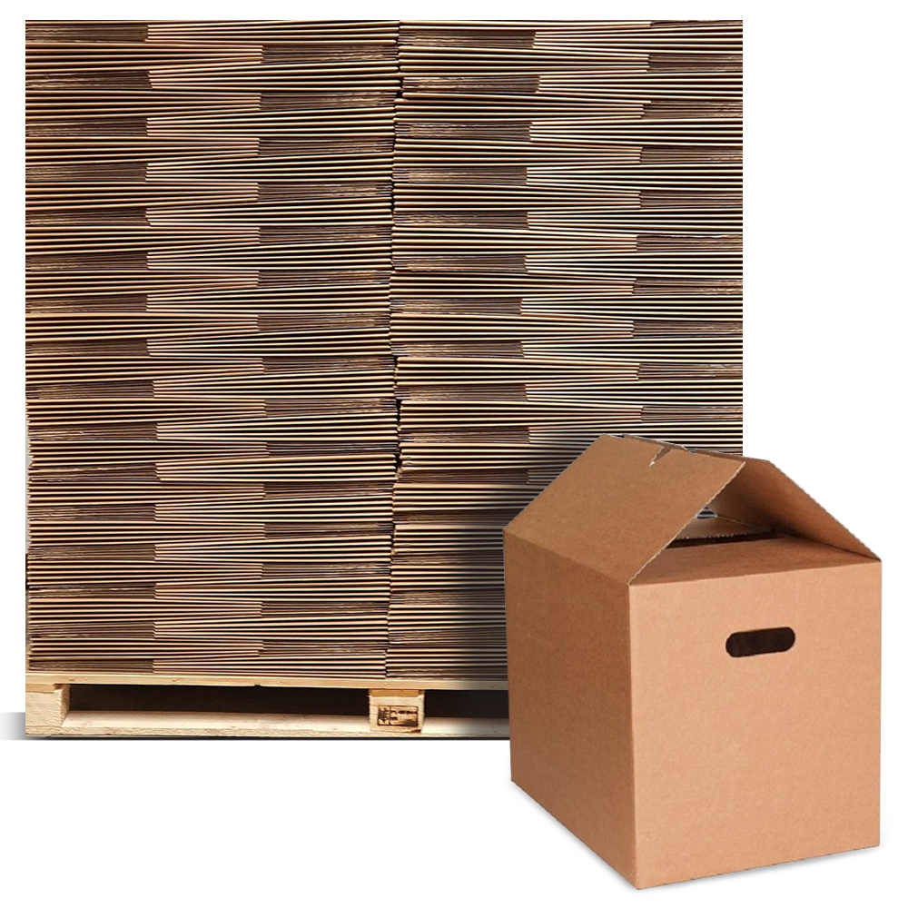 Amerikaanse vouwdoos 380 x 265 x 270 mm - B-golf bruin - met handvat Amerikaanse vouwdoos 380 x 265 x 270 mm - B-golf bruin - met handvat