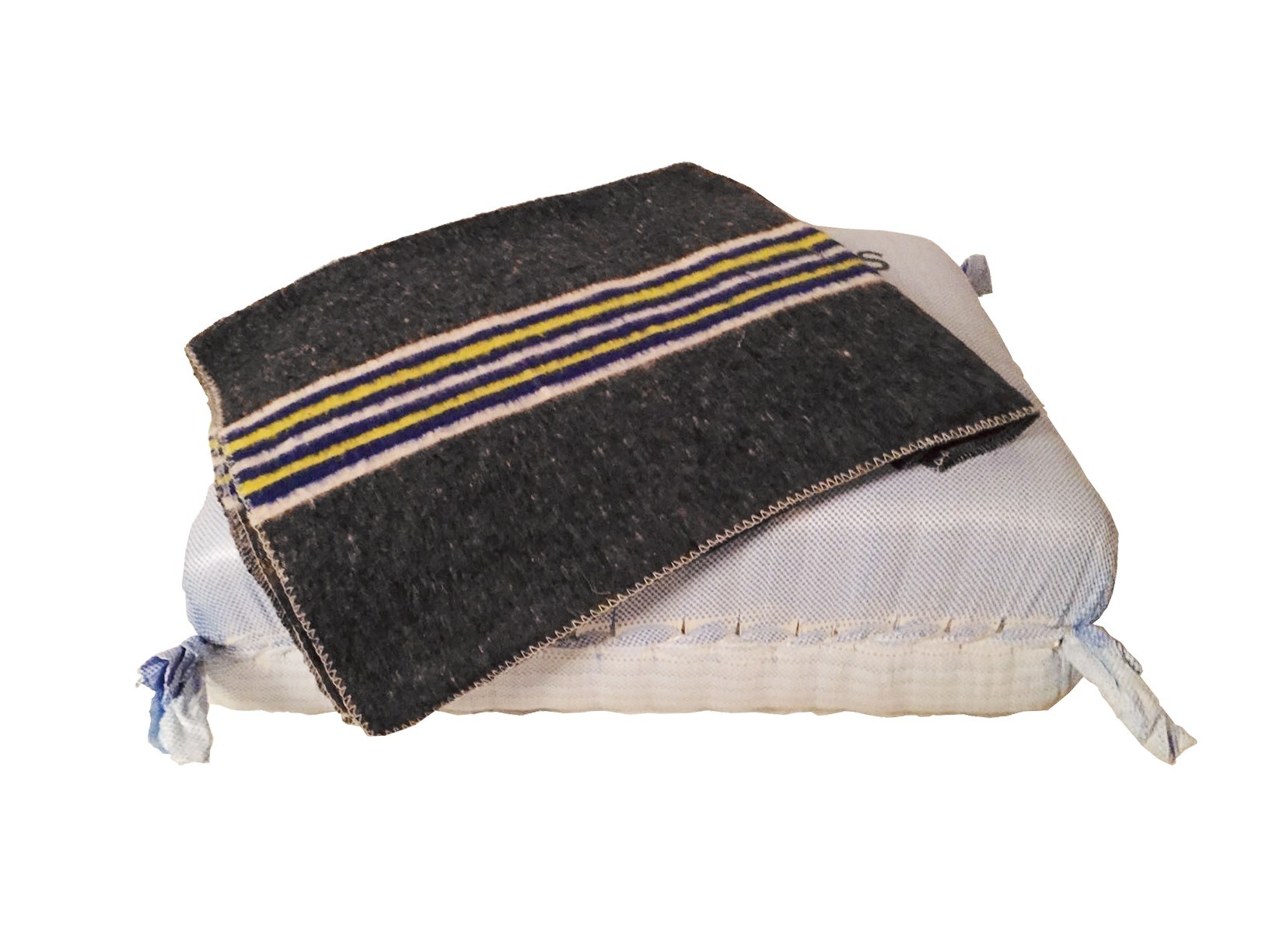 Geweven verhuisdeken 150x200cm blauw-geel-witte strepen