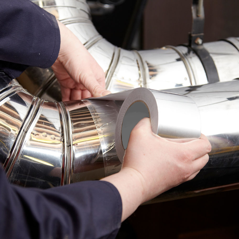 Aluminiumtape zilver - 50 mm × 50 m, 30 µm folie (65 µm totaal), reflecterend & hittebestendig