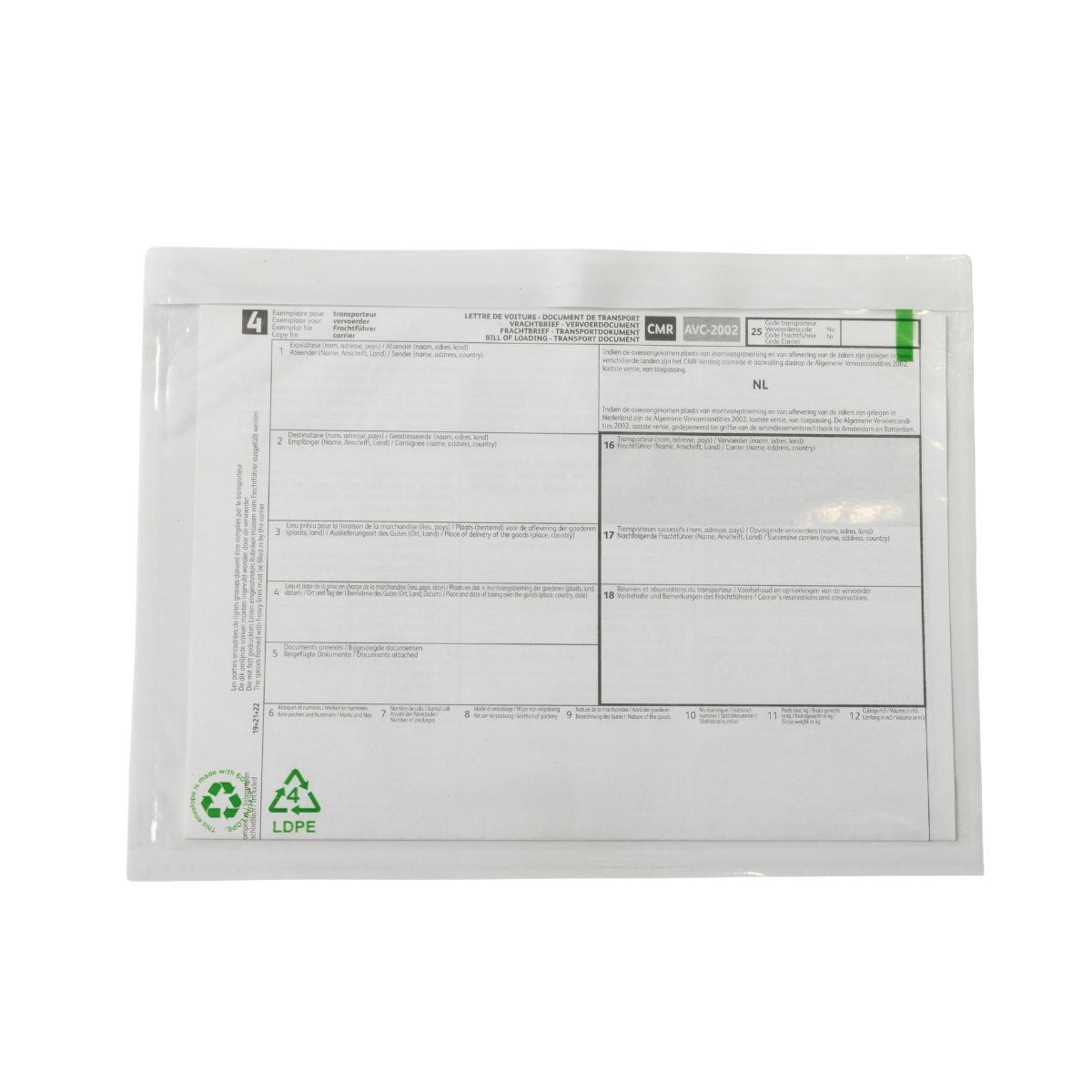 Paklijst enveloppen C5 60% recycled PE Transparant