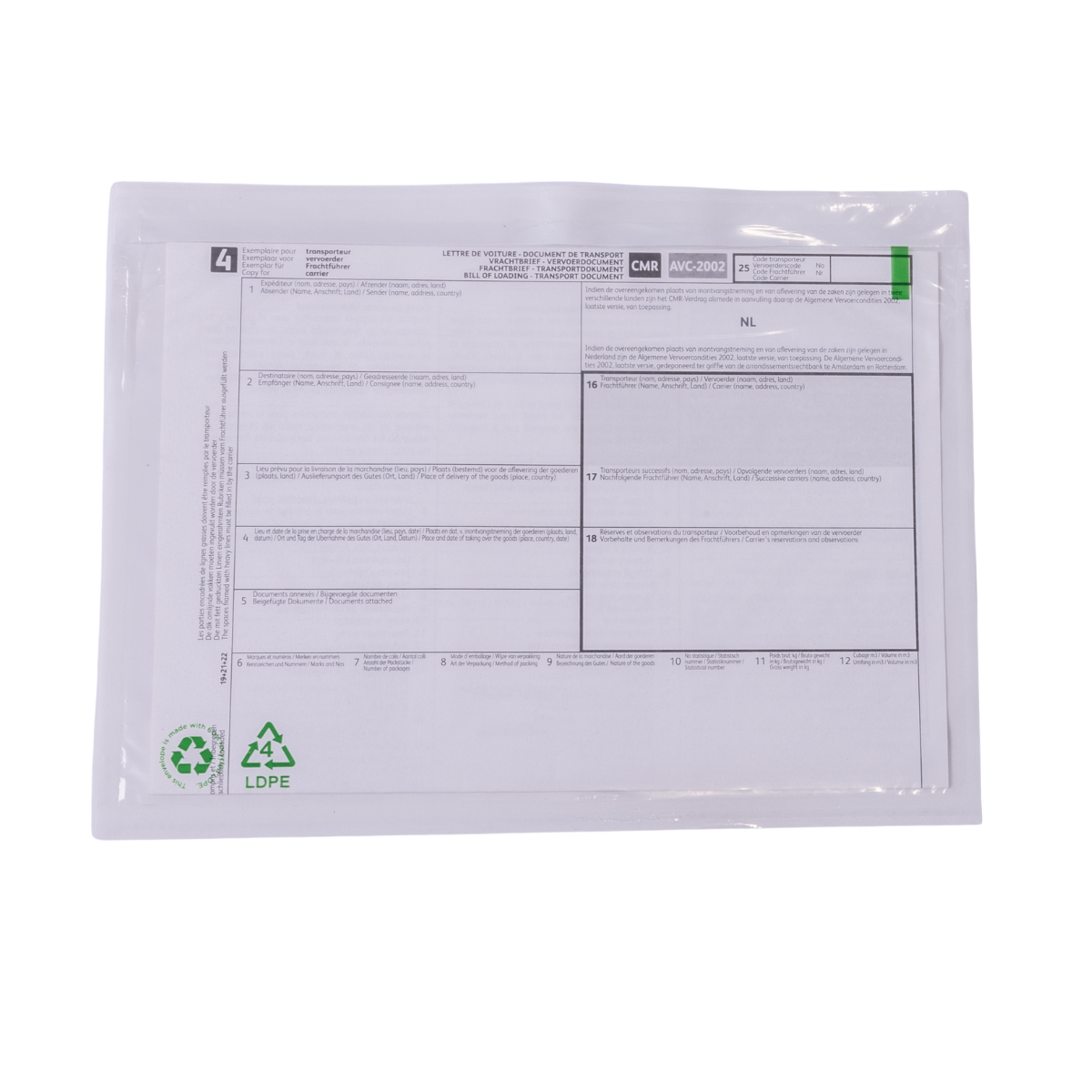 Paklijst enveloppen C5 60% recycled PE Transparant