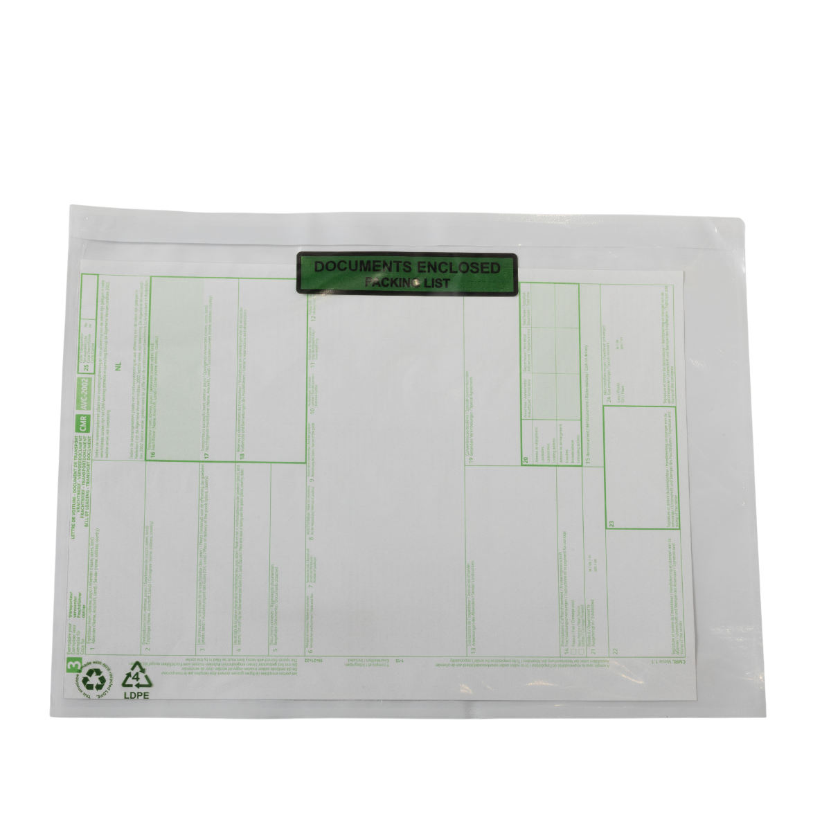 Paklijst enveloppen C4 60% recycled PE Document enclosed - Packinglist